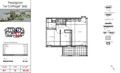 Appartement - 58 m² - 3 pièces