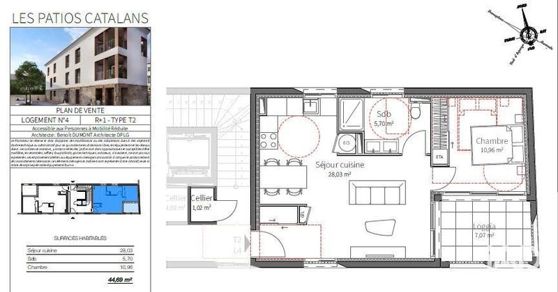 Appartement - 44 m² - 2 pièces