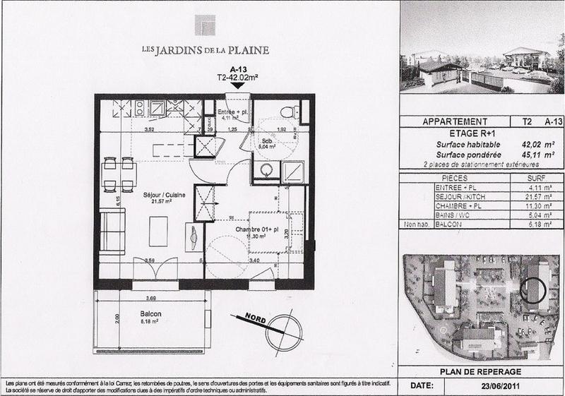 Appartement - 42 m² - 2 pièces