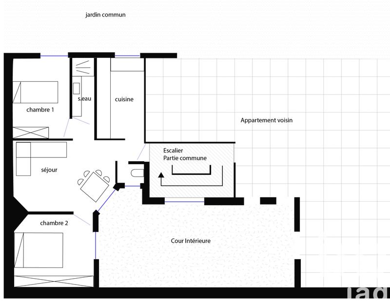 Appartement - 44 m² - 3 pièces