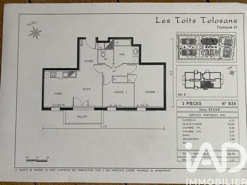 Appartement - 57 m² - 3 pièces