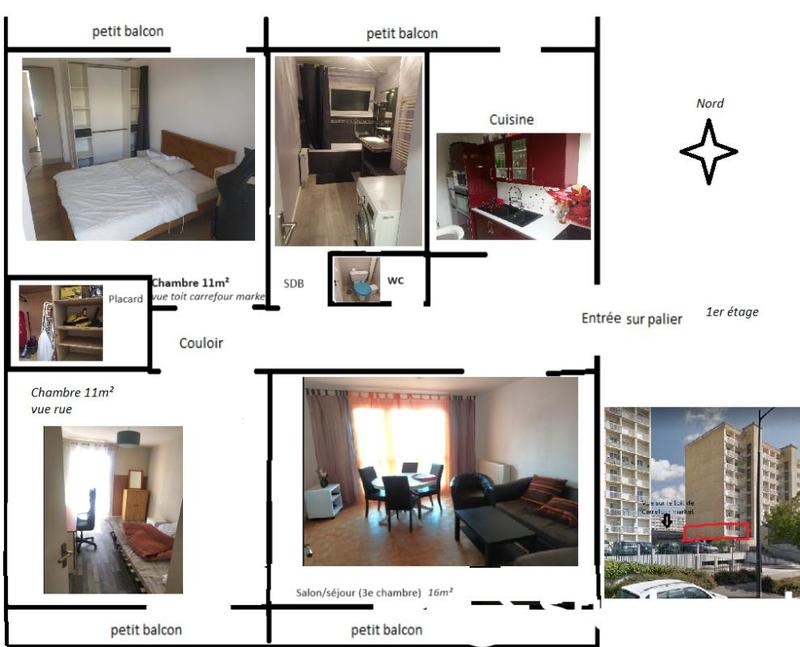 Chambre - 11 m² - 1 pièce