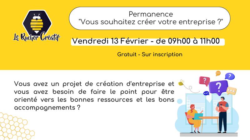 Permanence "Vous souhaitez créer votre entreprise ?"
