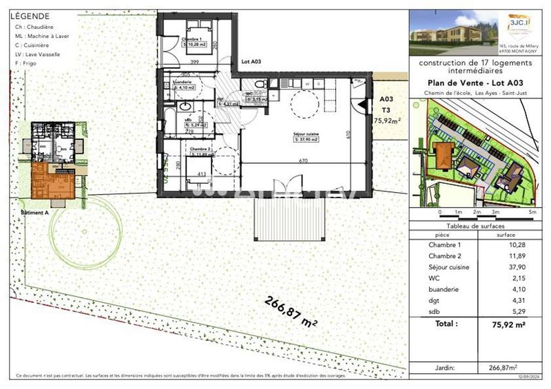 Appartement - 75 m² - 3 pièces
