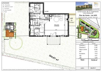 Appartement - 75 m² - 3 pièces