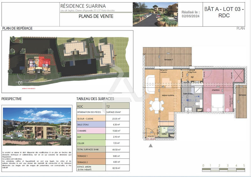 Appartement - 49 m² - 2 pièces