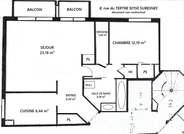 Appartement - 62 m² - 2 pièces