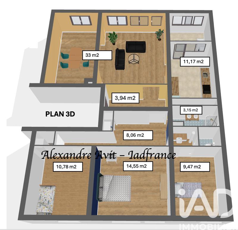 Appartement - 102 m² - 5 pièces