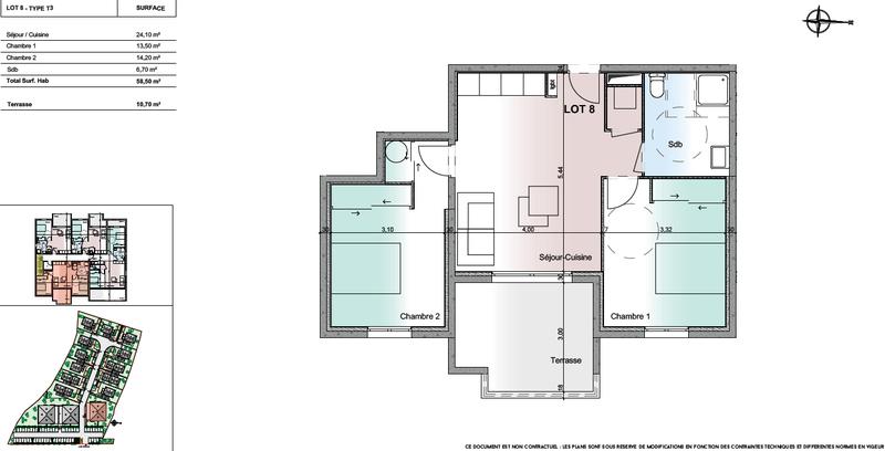 Appartement - 59 m² - 3 pièces