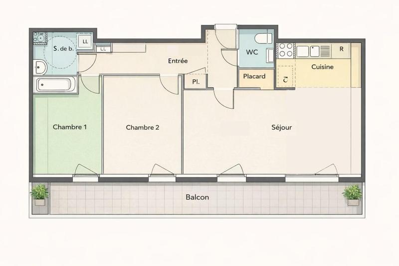 Appartement - 64 m² - 3 pièces