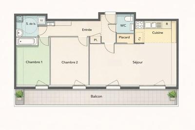 Appartement - 64 m² - 3 pièces