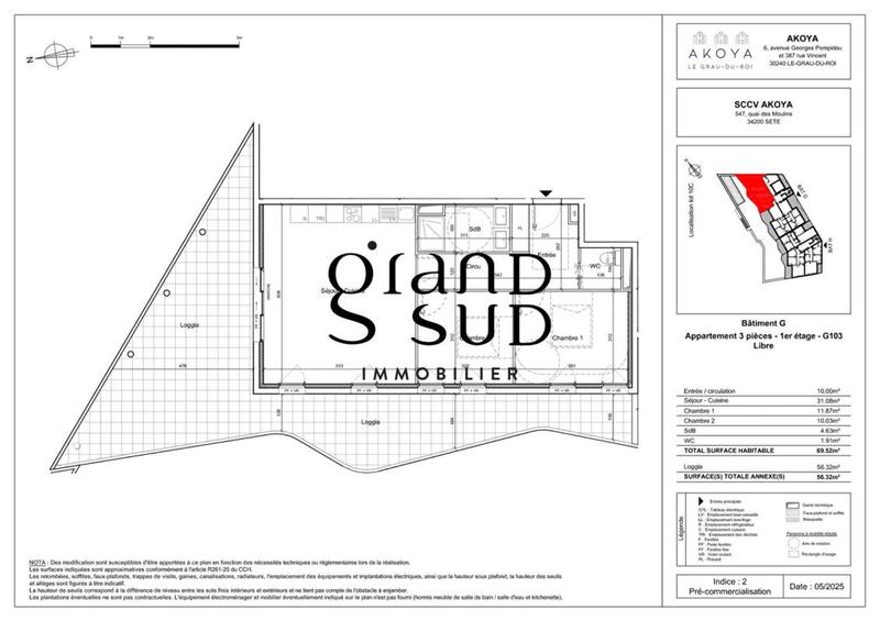 Appartement - 69 m² - 3 pièces
