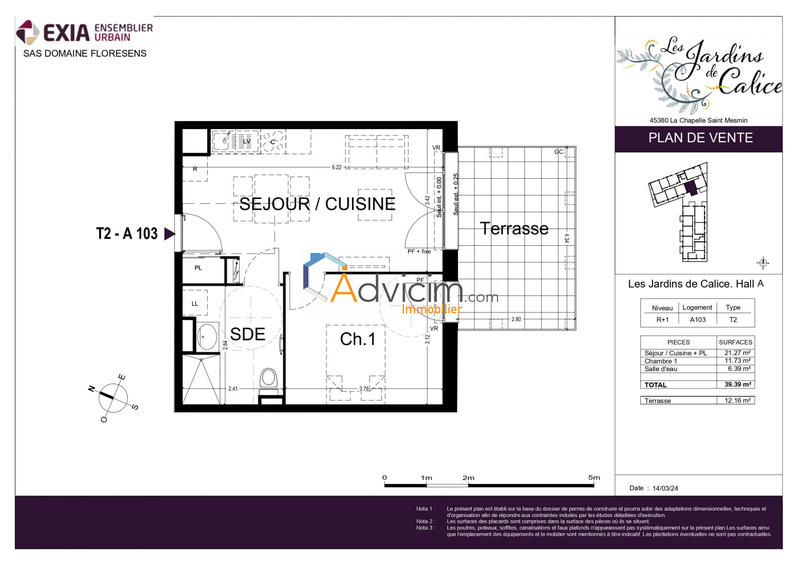 Appartement - 40 m² - 2 pièces