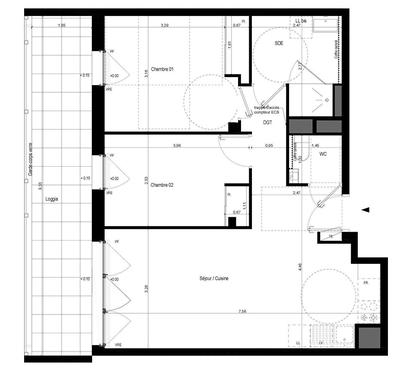 Appartement - 59 m² - 3 pièces