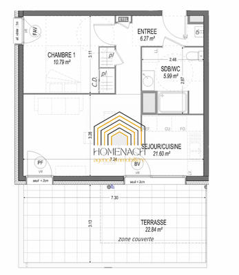 Appartement - 45 m² - 2 pièces