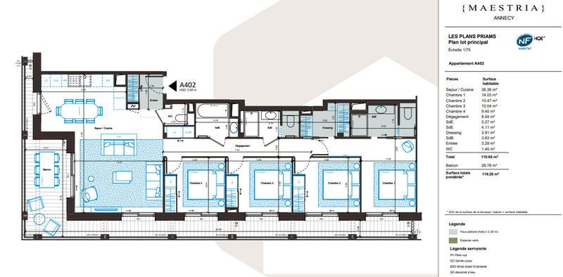 Appartement - 110 m² - 5 pièces