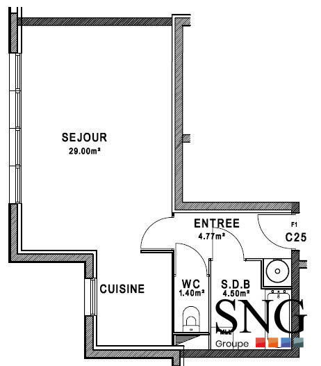 Appartement - 39 m² - 1 pièce
