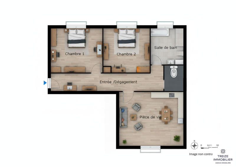 Appartement - 56 m² - 3 pièces