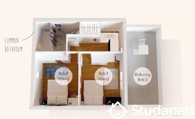 Chambre - 10 m² - 1 pièce