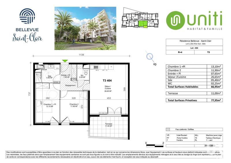 Appartement - 66 m² - 3 pièces