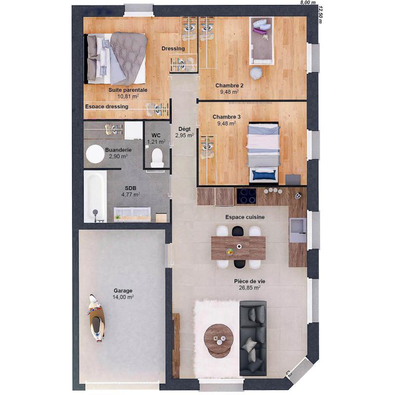 Maison - 68 m² - 5 pièces