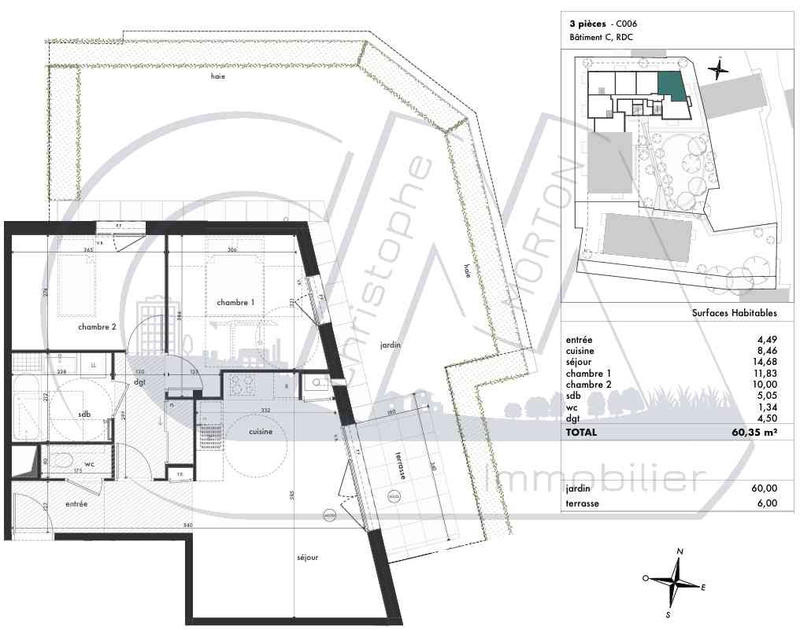 Appartement - 60 m² - 3 pièces