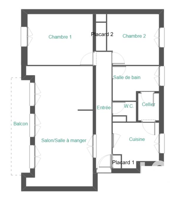 Appartement - 70 m² - 3 pièces
