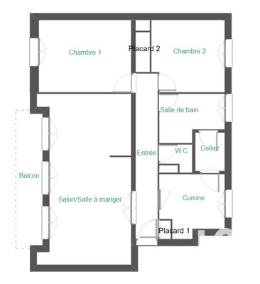 Appartement - 70 m² - 3 pièces