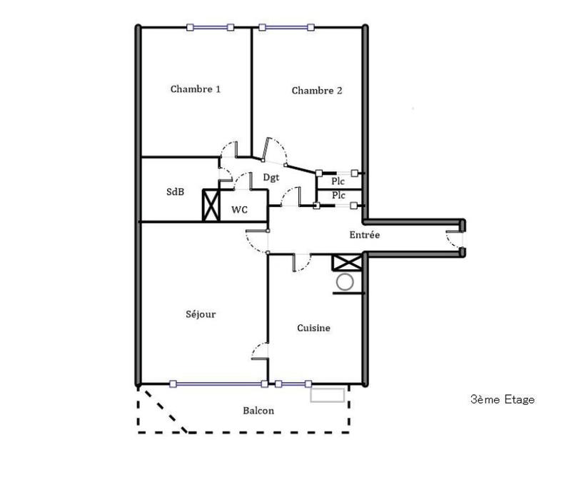 Appartement ancien - 67 m² - 3 pièces