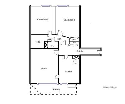 Appartement ancien - 67 m² - 3 pièces