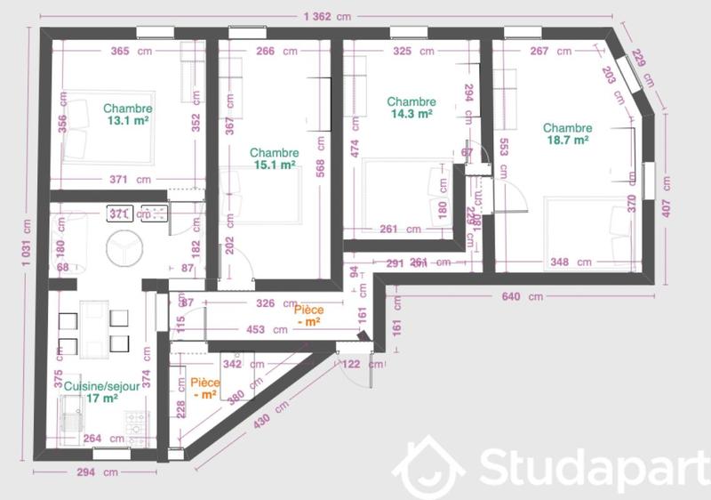 Chambre - 16 m² - 1 pièce