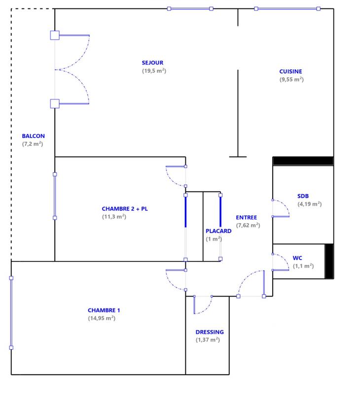 Appartement - 71 m² - 3 pièces