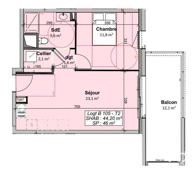 Appartement - 44 m² - 2 pièces