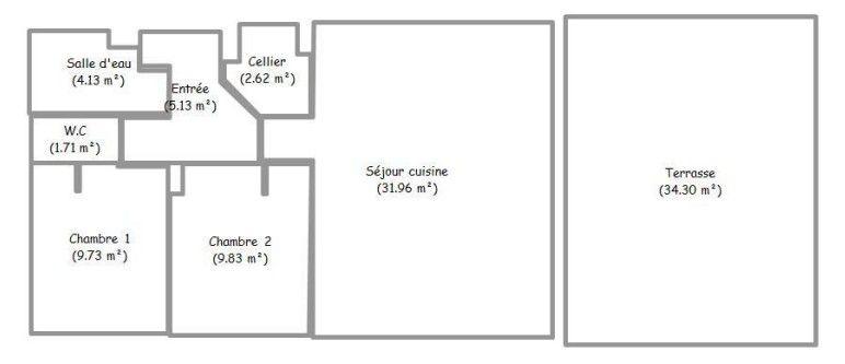 Appartement - 65 m² - 3 pièces