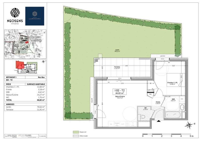 Appartement - 45 m² - 2 pièces