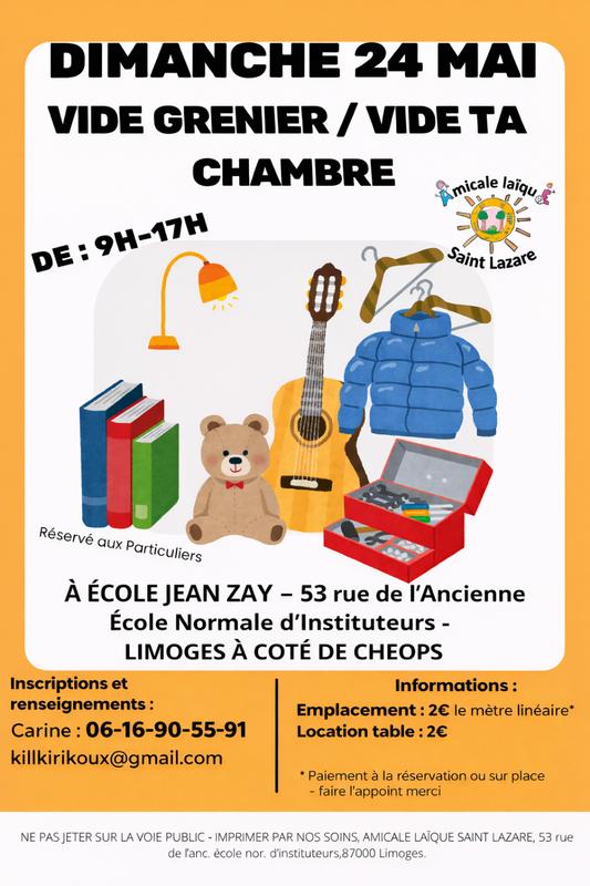 Vide grenier - vide ta chambre - 4ème édition - école jean zay