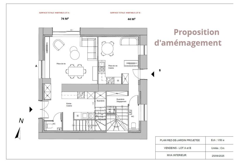 Duplex - 44 m² - 2 pièces