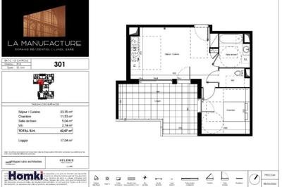 Appartement - 42 m² - 2 pièces