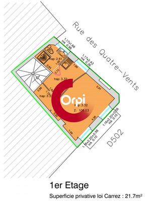 Studio - 21 m² - 1 pièce