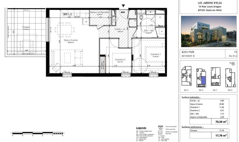 Appartement - 70 m² - 3 pièces