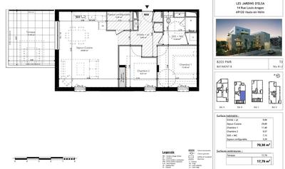 Appartement - 70 m² - 3 pièces