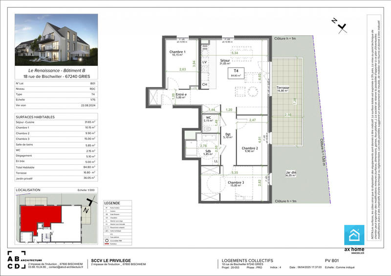 Appartement - 85 m² - 4 pièces