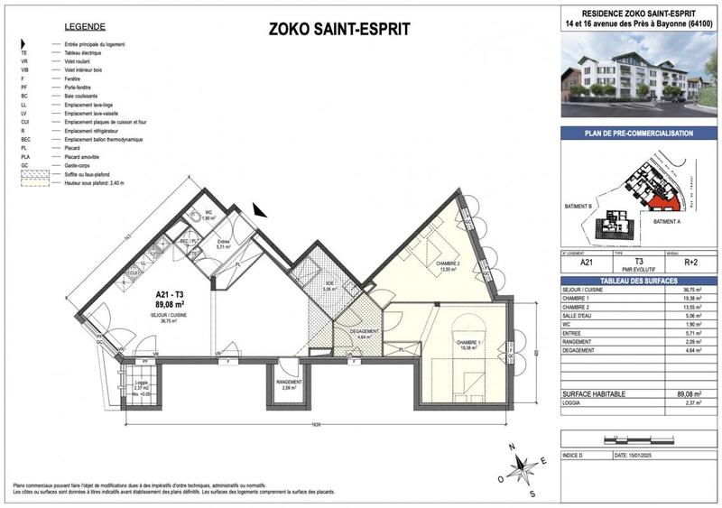 Appartement - 89 m² - 3 pièces