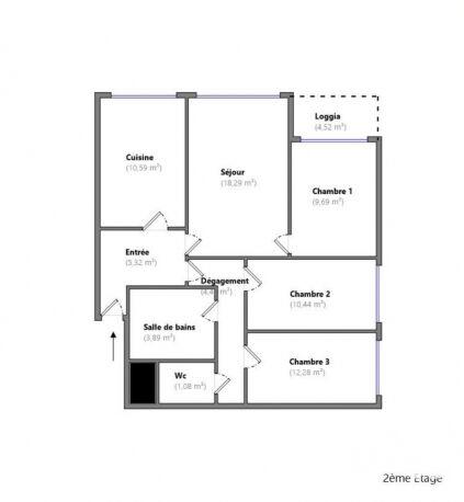 Appartement - 76 m² - 4 pièces