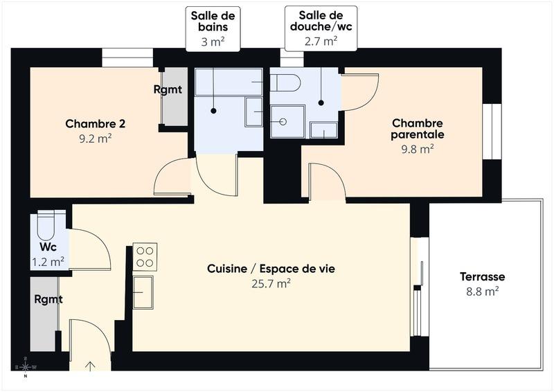 Appartement - 54 m² - 3 pièces