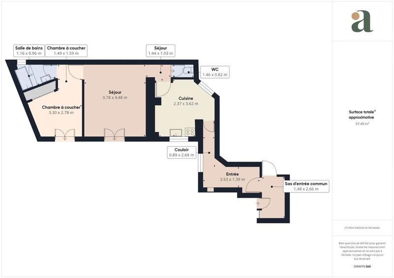 Appartement - 56 m² - 2 pièces