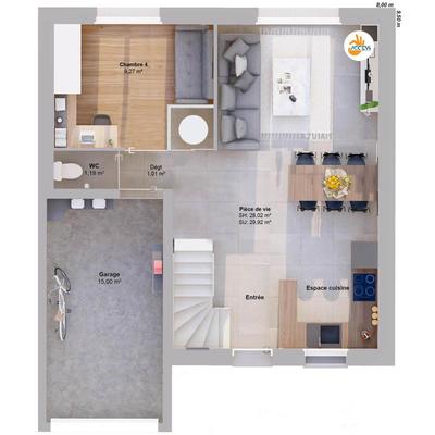 Maison - 88 m² - 6 pièces