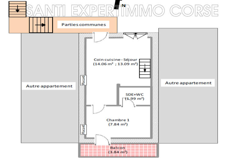 Appartement - 25 m² - 2 pièces
