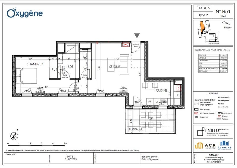 Appartement - 51 m² - 2 pièces