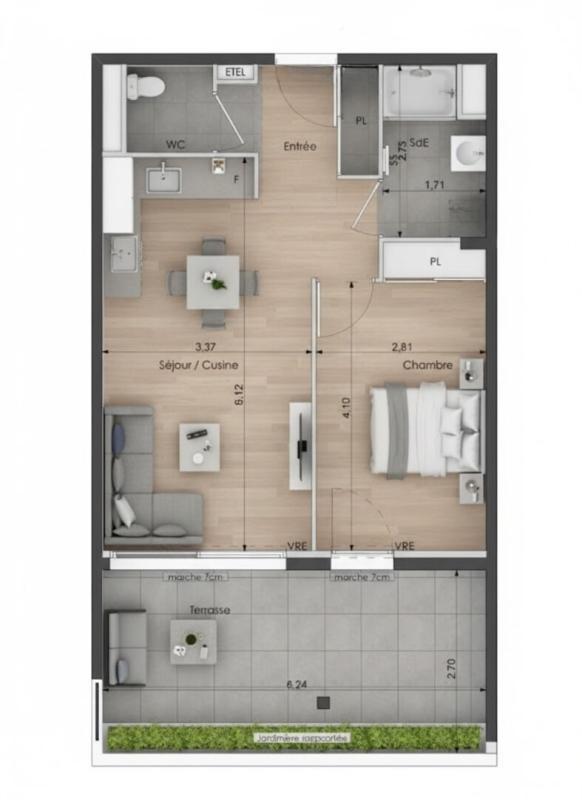 Appartement - 44 m² - 2 pièces